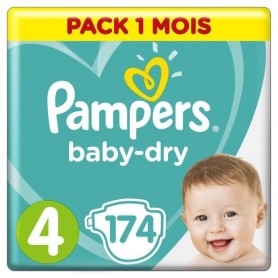 PAMPERS Baby-Dry Taille 4, 9-14 kg - 174 Couches - Pack 1 Mois