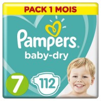 Pampers Baby-Dry Taille 7, 112 Couches - Pack 1 Mois