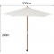 Parasol en bois rond et polyester 160g/m² - Arc 2,7 m - Beige