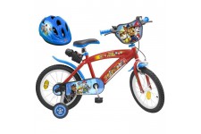 PAT'PATROUILLE Vélo 16" + Casque - Enfant - Rouge et bleu