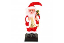 Personnage de Noël : Pere Noël Jingle bells en plastique et polyester - H 28 cm - Rouge et blanc