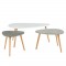 PIPPA 3 tables gigognes scandinave - Blanc / gris clair et gris foncé mat - L 100 x l 60 cm / L 60 x l 45 cm et L 45 x l 45 cm