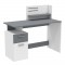 PLATON Bureau 1 porte 1 tiroir Blanc et gris - L 121,5 x H 109,7 x P 55,1 cm