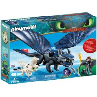 PLAYMOBIL 70037 - Dragons 3 - Krokmou et Harold avec bébé dragon