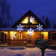 Projecteur avec flocon de neige LV LED 4LT - Blanc froid - Fil noir