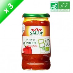 SACLA Sauce tomates et poivrons - 370 ml x3 - Bio