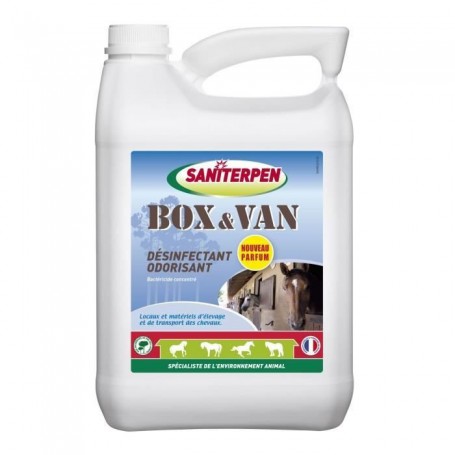SANITERPEN Désinfectant concentré Box Van Odor - Pour environnement des chevaux et habitat - 5 L