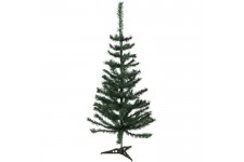 Sapin de Noël artificiel - H 120 cm - 150 branches - Vert colorado - Avec pied plastique