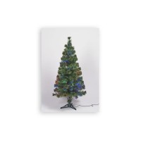 Sapin vert de Noël en PVC - H 150 cm - Fibre optique multicolore - 24 V lumiere animée
