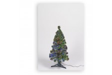 Sapin vert de Noël en PVC - H 80 cm - Fibre optique multicolore - 24 V lumiere animée