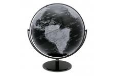 SIGN Globe politique non lumineux Ø 30 cm - Cartographie fond noir et pays argenté