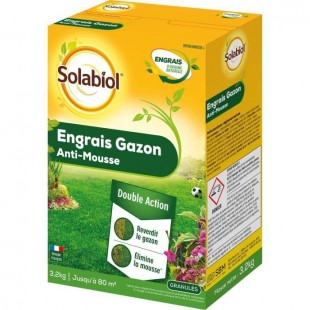 SOLABIOL - Engrais Gazon Anti-Mousse - Etui 3,2 Kg