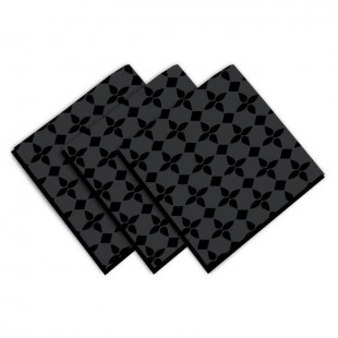 SOLEIL D'OCRE Lot de 3 servietes Damier - 100% coton - 45 x 45 cm - Noir
