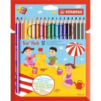 Etui carton x 18 crayons de couleur STABILO Trio + 1 taille-crayon