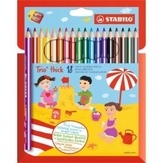 Etui carton x 18 crayons de couleur STABILO Trio + 1 taille-crayon
