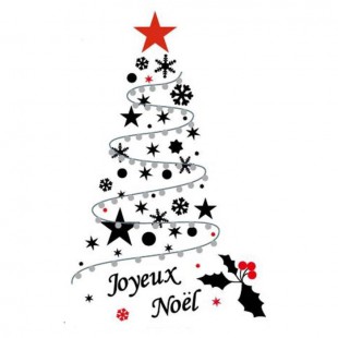 Sticker sapin de Noël Do It Yourself en PVC - 150 x 84 cm - Noir et rouge
