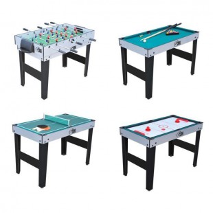 Table Multi Jeux 4 en 1 avec Pied (ping pong, baby foot, billard, palets)