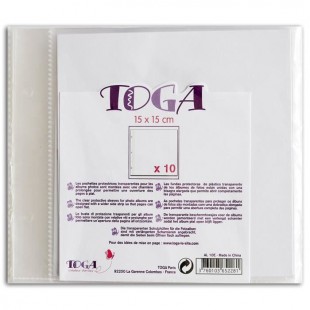TOGA Lot de 10 pochettes transparentes 15x15 cm
