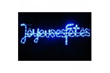 Tube lumineux "Joyeuses Fetes" - 4 m - Bleu - 112 LEDS + 16 flash