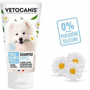 VETOCANIS Shampoing pelage blanc ou clair - 300 ml - 0% de Paraben 0% de Silicone - Pour chien