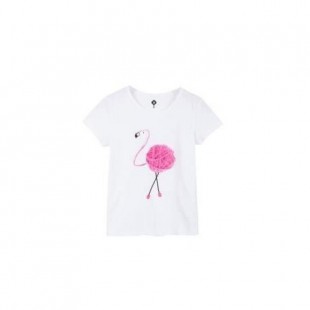 Z T-shirt Flamant Rose Blanc Enfant Fille