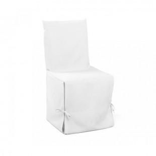 DOUCEUR d'INTERIEUR Housse de chaise unie a nouettes 50x50x50 cm Essentiel blanc