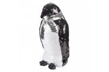 AUTOUR DE MINUIT Pingouins avec sequins - H 14cm - Noir