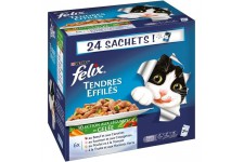 FELIX Tendres effilés en gelée - Viandes et poissons avec légumes - Sachets fraîcheur pour chat adulte - 24 x 100 g