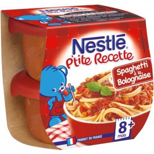 NESTLÉ P'tite Recette Spaghetti a la bolognaise - 2x200 g - Des 8 mois