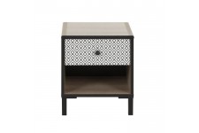 MANILLE Table de Chevet industriel avec tiroir- Décor chene noisette et noir - L 35 cm