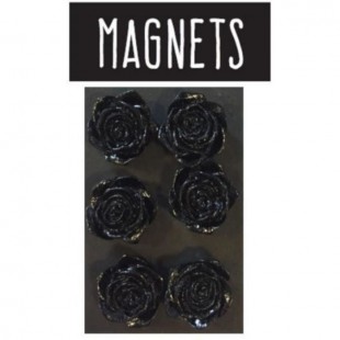 EMOTION Lot de 6 magnets en forme de rose - Noir