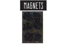 EMOTION Lot de 6 magnets en forme de rose - Noir