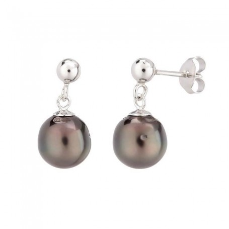 PERLINEA Boucles d'Oreilles Perles de Tahiti et Or Blanc 375° Femme