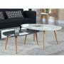 STONE Table basse ovale scandinave gris laqué - L 88 x l 48 cm