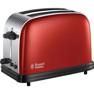 RUSSEL HOBBS 23330-56 Toaster Grille Pain Colours Plus Cuisson Rapide Uniforme Contrôle Brunissage Chauffe Viennoiserie -Rouge