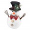 AUTOUR DE MINUIT Bonhomme de neige avec chapeau et noeud - H 21cm