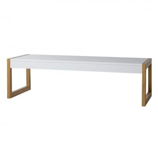 KARE Table basse - Décor chene et blanc - L 120 x P 55 x H 35 cm