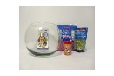 TYROL Kit Aquaboule 230 - Aquarium en boule en verre + Alimentation + Gravier pour Aquariophilie - 5 L