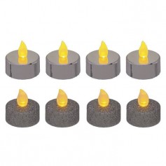 Lot de 8 bougies LED chauffe-plats - pailletées et métallisées - Argent