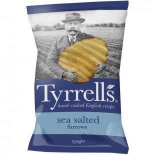 TYRRELL'S Chips de pommes de terre Ondulées Sachet de Sel de mer - 150 g