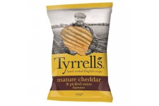 TYRRELL'S Chips de pommes de terre Ondulées Sachet de Cheddar affiné et a l'oignon mariné - 150 g
