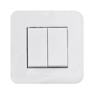 LEGRAND Double interrupteur Mosaic avec plaque 10 A blanc