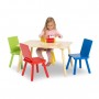 DELTA KIDS Table enfant rectancgulaire beige + 4 chaises bois multicolor