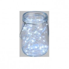 Pot en verre Ø15,5 cm avec guirlande de 40 MicroLED lumiere fixe blanc froid