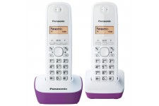 Panasonic KX-TG1612FRF Duo Téléphone Sans FIl Sans Répondeur Blanc Pourpre