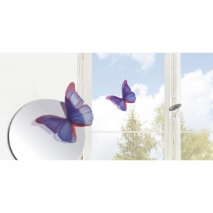 Lot de 7 papillons déco murale 3D - Transparent indigo - PVC