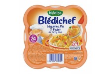 BLEDINA Blédichef Légumes riz et poulet au curry doux - 260 g - Des 24 mois