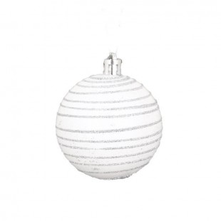 AUTOUR DE MINUIT Set de 6 boules décorées finition matte - Ø6 cm - Blanc
