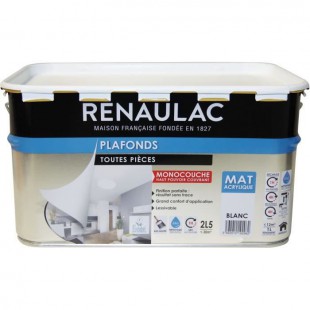 RENAULAC Peinture intérieur Plafonds Acrylique Blanc - Mat - 2,5L - 30m² / pôt