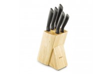 TEFAL - COMFORT Set de 5 couteaux Inox + Bloc de rangement en bois